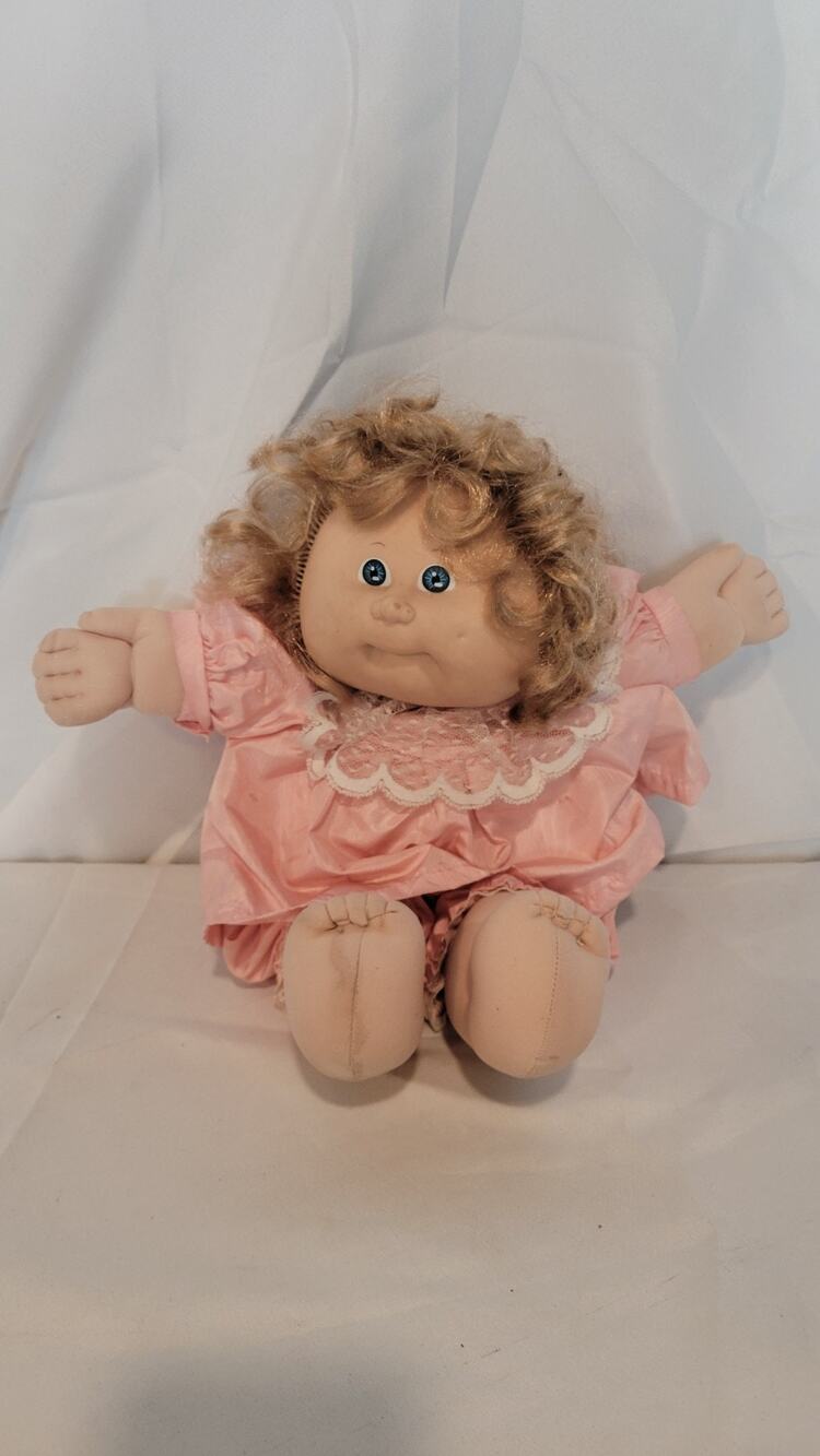 1985 Cabbage Patch Kids Doll Pink Outfit Blonde Hair Xavier Roberts Signed No...
